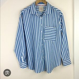 Casa Cabana Shirt Beach Cover Up Blue white Stripe XL